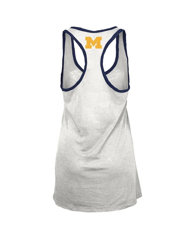 Pressbox Women's White/Navy Michigan Wolverines Tracy Racerback Burnout Tank Top