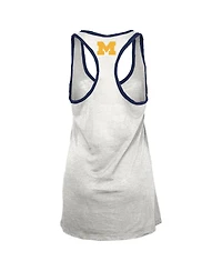 Pressbox Women's White/Navy Michigan Wolverines Tracy Racerback Burnout Tank Top