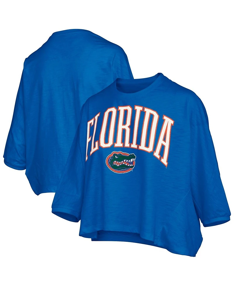 Pressbox Women's Royal Florida Gators Midi Arch Over Logo Oversized T-Shirt