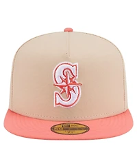 New Era Men's Light Beige/Coral Seattle Mariners Two-Tone Color Pack A-Frame 59FIFTY Fitted Hat