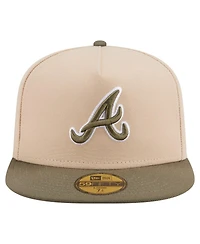 New Era Men's Light Beige/Olive Atlanta Braves Two-Tone Color Pack A-Frame 59FIFTY Fitted Hat