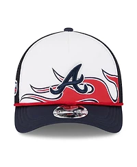 New Era Men's White/Navy Atlanta Braves 2025 Mlb Speedway Classic Fashion Pack A-Frame 9FORTY Adjustable Hat
