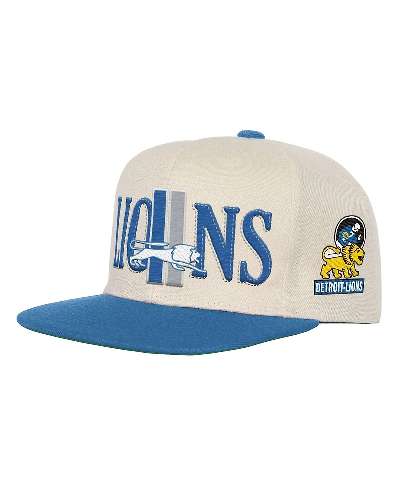 Mitchell & Ness Big Boys and Girls Cream/Blue Detroit Lions Across the Board Vintage Snapback Hat