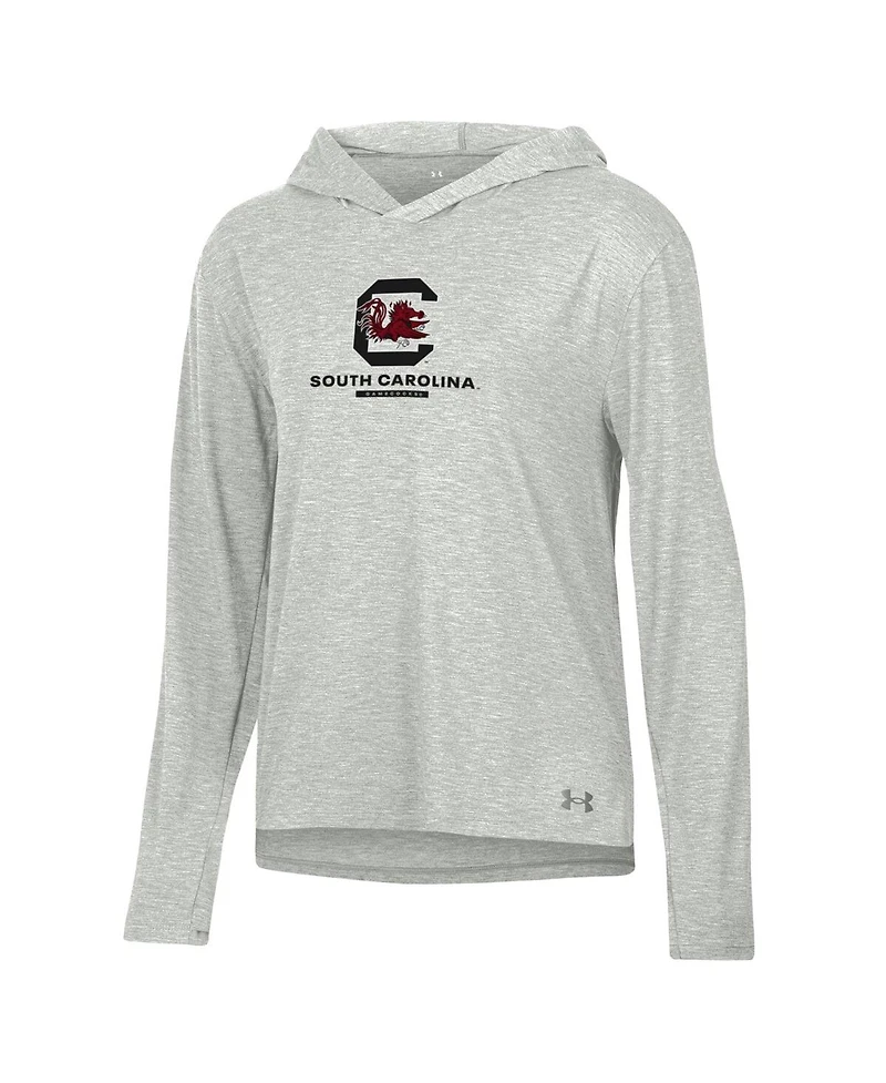 Under Armour Women's Heather Gray South Carolina Gamecocks Tri-Blend Breezy Long Sleeve Hoodie T-Shirt