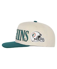 Mitchell & Ness Big Boys and Girls Cream/Aqua Miami Dolphins Across the Board Vintage Snapback Hat