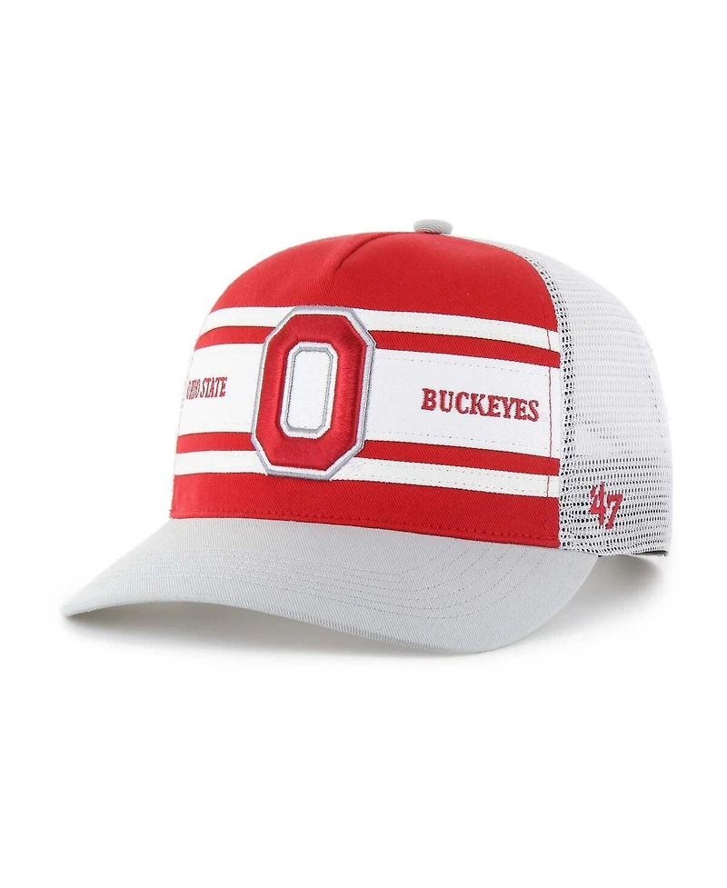 '47 Brand Big Boys and Girls Scarlet/Gray Ohio State Buckeyes Super Stripe Hitch Adjustable Trucker Hat