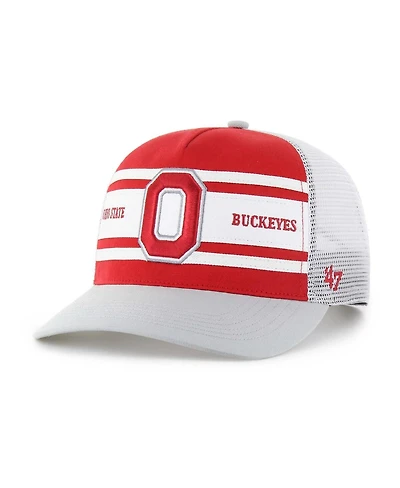 '47 Brand Big Boys and Girls Scarlet/Gray Ohio State Buckeyes Super Stripe Hitch Adjustable Trucker Hat