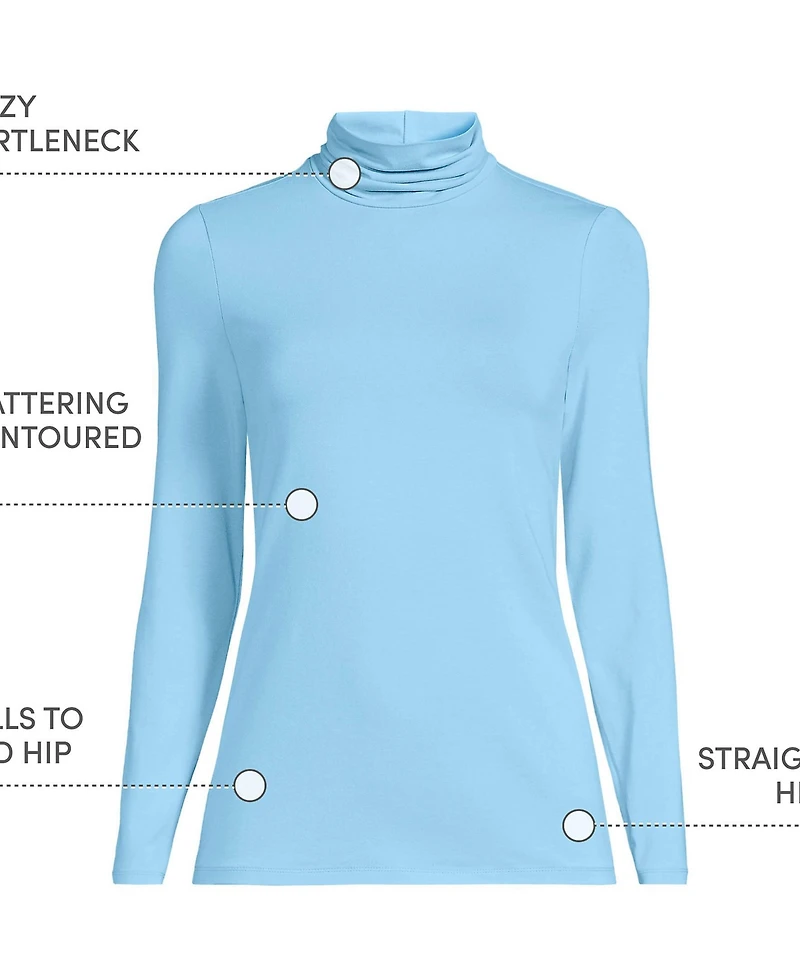 Lands' End Women's Lightweight Jersey Skimming Long Sleeve Turtleneck