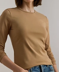 Lauren Ralph Petite Cotton Long-Sleeve Crewneck Top