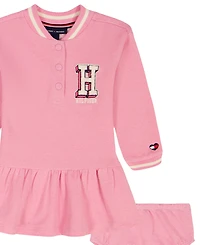 Tommy Hilfiger Baby Girls 2-Piece Striped Baseball Collar Dress and Bloomers Set