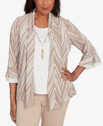 Alfred Dunner Petite Exploded Chevron Two One Top
