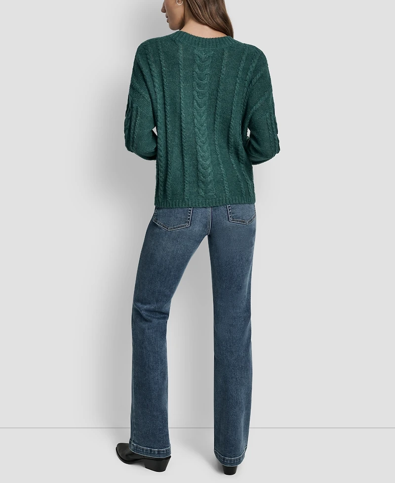 Dkny Jeans Women's V-Neck Cable-Knit Sweater