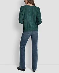 Dkny Jeans Women's V-Neck Cable-Knit Sweater