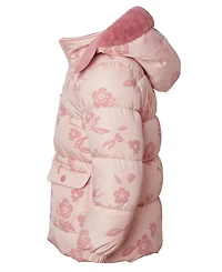 Kensie Girl Toddler and Little Girls Flocked Floral Puffer Jacket