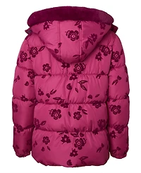 Kensie Girl Big Girls Flocked Floral Puffer Jacket