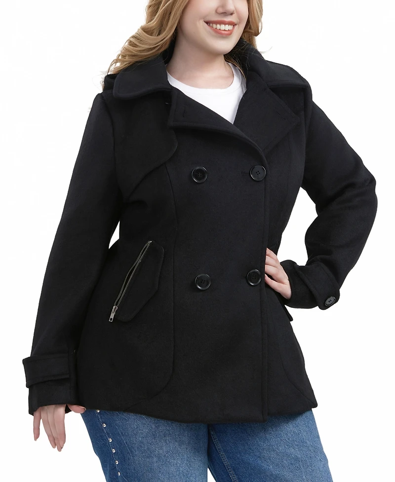 Bgsd Women's Plus Piper Wool Blend Hooded Pea Coat