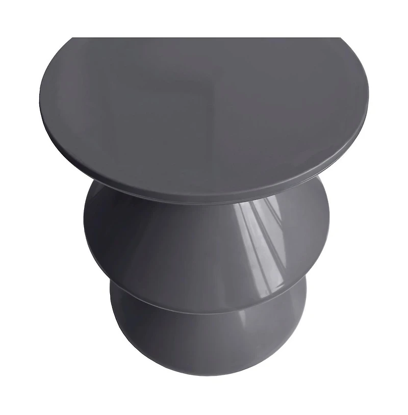 LeisureMod Aura Modern Plastic Side End Table, Indoor/Outdoor Use, Grey