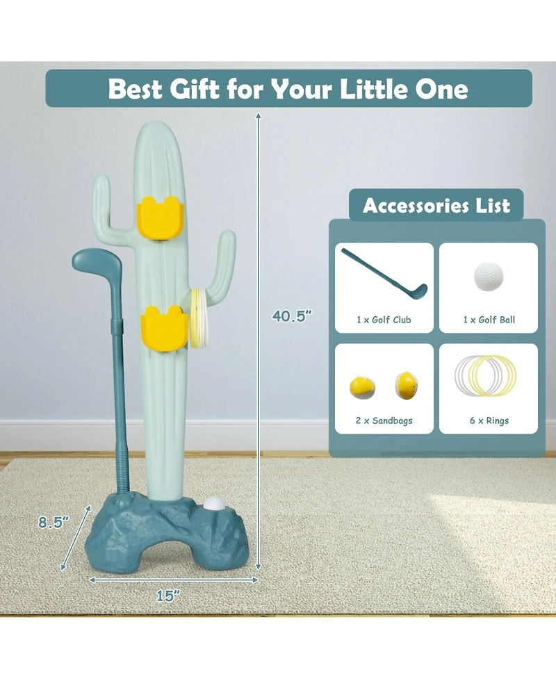 Akiudex 3 in 1 Kids Golf Ring Toss and Bean Bag Game Toy Stand