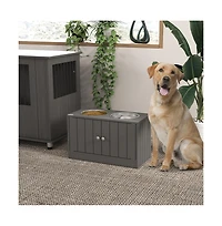 Aostirmotor 44in-l Elevated Dog Bowls Storage Cabinet Raised Dog Bowl Stand Feeding Station