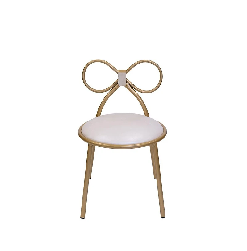 Csp Set Of 1 Metal Kids Bow Chair With Gold Vinyl Seat Cushion