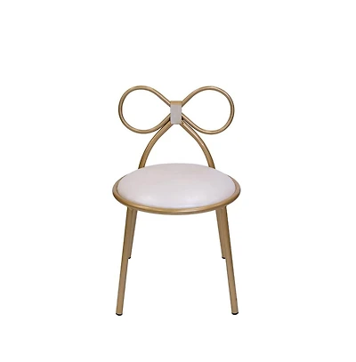 Csp Set Of 1 Metal Kids Bow Chair With Gold Vinyl Seat Cushion