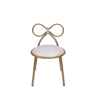 Csp Set Of 1 Metal Kids Bow Chair With Gold Vinyl Seat Cushion