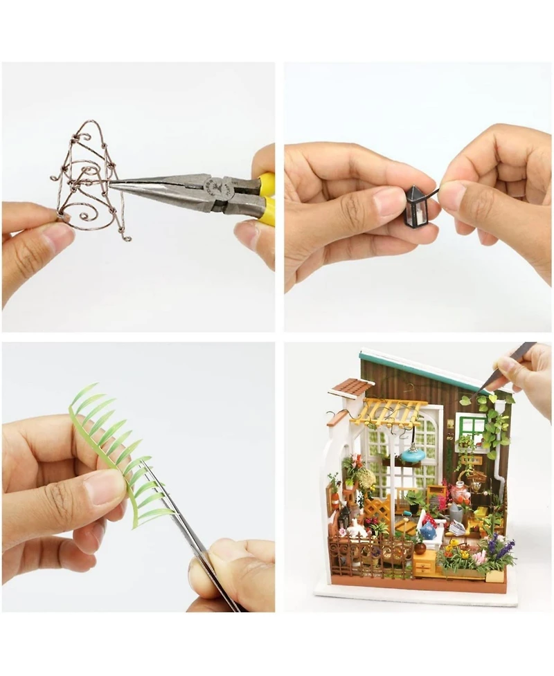 Robotime Dollhouse Kit Wooden 1:24 Scale Diy Miniature with Furniture Sets Best Birthday Gifts for Adults, Multicolored, 7.68"7.2"8.27"