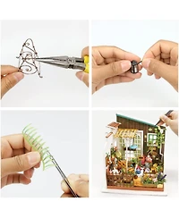 Robotime Dollhouse Kit Wooden 1:24 Scale Diy Miniature with Furniture Sets Best Birthday Gifts for Adults, Multicolored, 7.68"7.2"8.27"