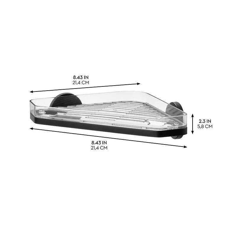 iDesign Self-Adhesive Corner Shower Shelf with Razor Holder