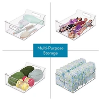 iDesign Plastic Stackable Pantry Bin with Handles, Set of 2, Clear, Made in Usa