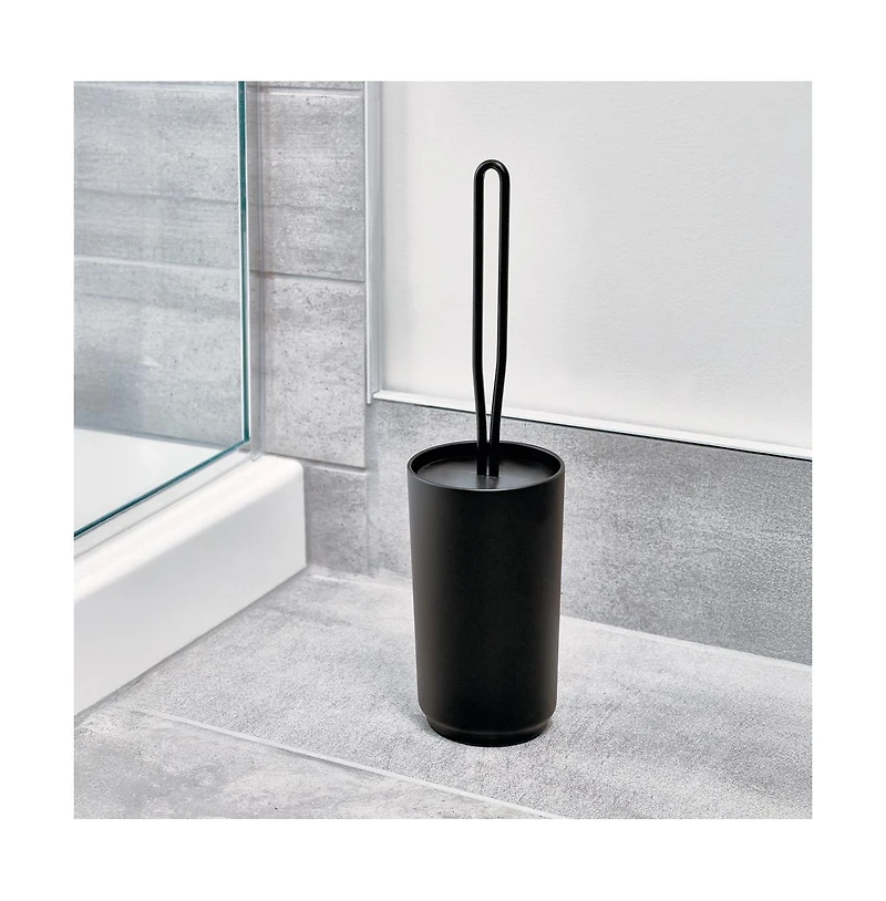 iDesign Stainless Steel Toilet Brush and Holder for Bathroom - Matte Black