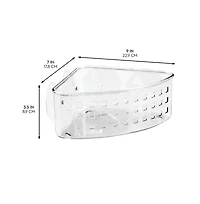 iDesign Plastic Suction Corner Shower Basket, Set of 2, Clear, Made in Usa