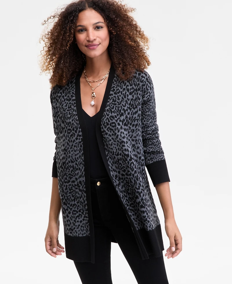 I.n.c. International Concepts Women's Jacquard Animal-Print Long Cardigan, Macy's Exclusive