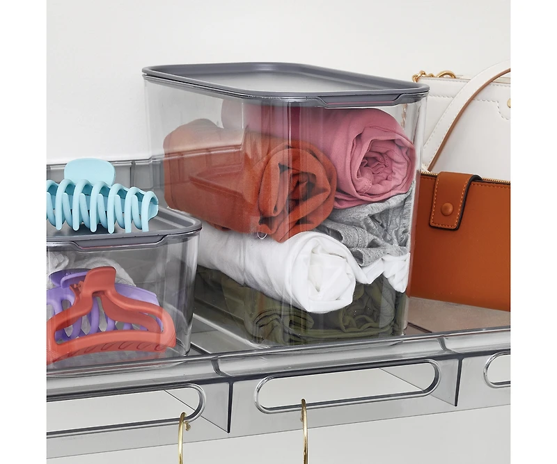 iDesign Wallspace Tall Inner Bin with Lid - Clear/Charcoal - Made in Usa