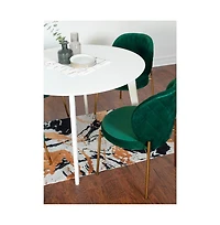 Roundhill Furniture Amoa 5-Pc Dining Set, White Round Dining Table with 4 Chairs, Green