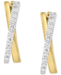 Effy Diamond Crossover Oval Hoop Earrings (1 ct. t.w.) in 14k Gold