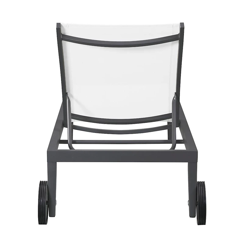 Meridian Furniture Nizuc White Mesh Water Resistant Fabric Outdoor Patio Chaise Lounge Chair