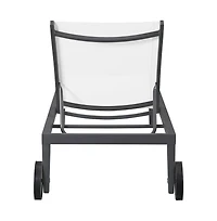 Meridian Furniture Nizuc White Mesh Water Resistant Fabric Outdoor Patio Chaise Lounge Chair