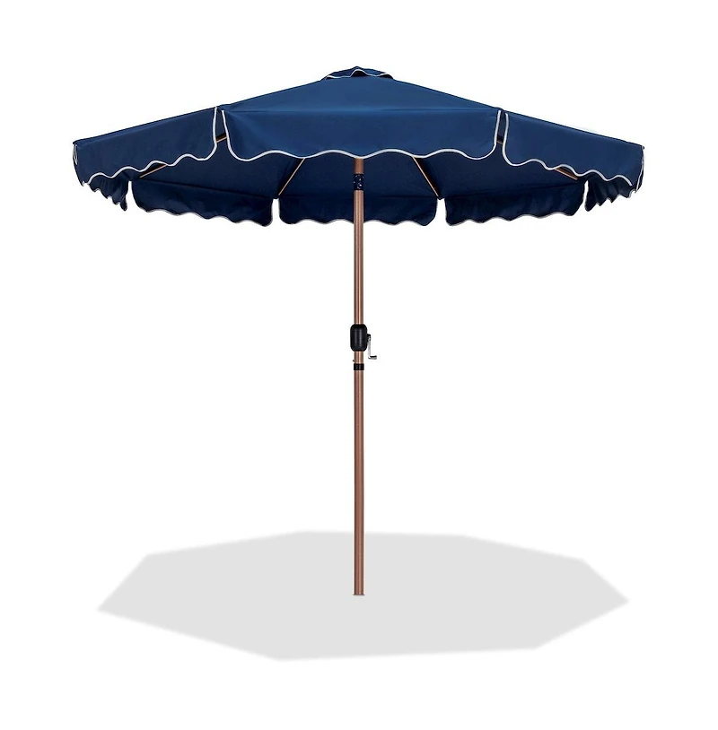 Meridian Furniture Amalfi Navy With Cream Piping Fabric Patio Umbrellas