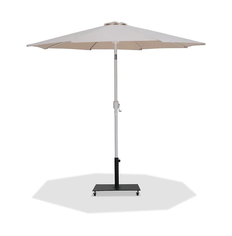 Meridian Furniture Fiji Beige Fabric / Matte Aluminum Patio Umbrella with Base Sets