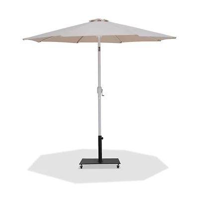 Meridian Furniture Fiji Beige Fabric / Matte Aluminum Patio Umbrella with Base Sets