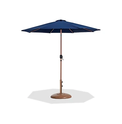 Meridian Furniture Fiji Navy Fabric / Teak Aluminum Patio Umbrella with Base Sets