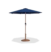 Meridian Furniture Fiji Navy Fabric / Teak Aluminum Patio Umbrella with Base Sets