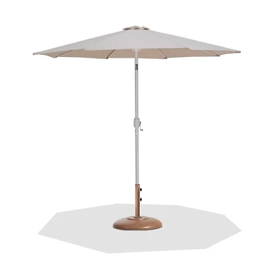 Meridian Furniture Fiji Beige Fabric / Teak Aluminum Patio Umbrella with Base Sets