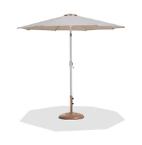 Meridian Furniture Fiji Beige Fabric / Teak Aluminum Patio Umbrella with Base Sets