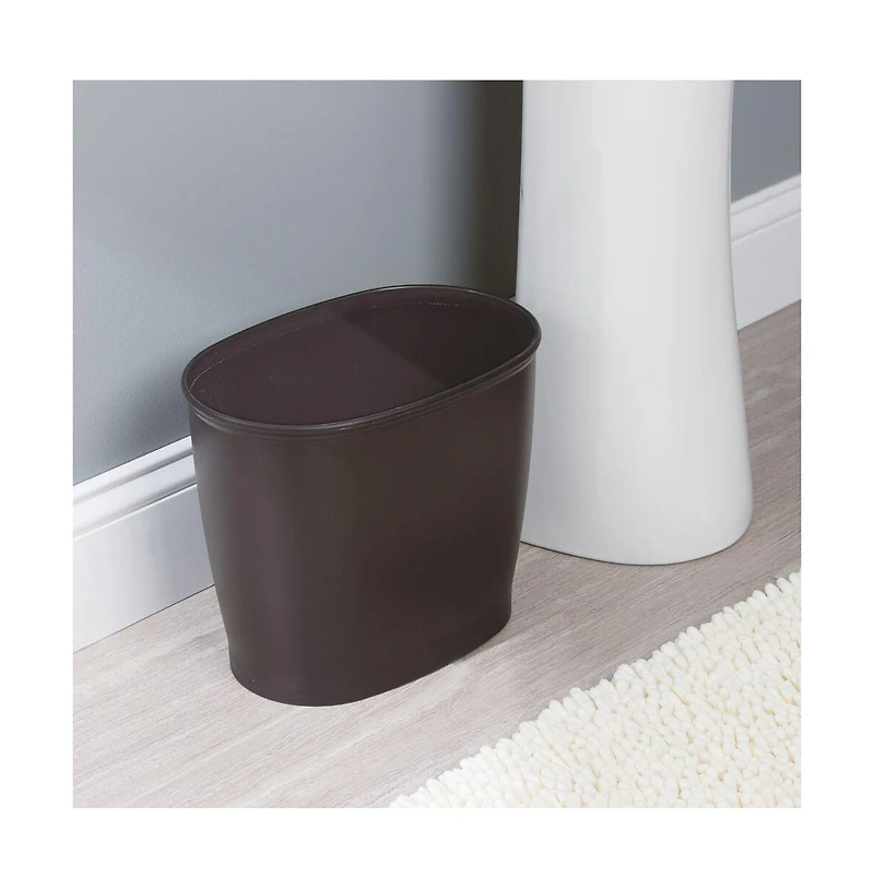 iDesign Small Oval Plastic Bathroom Trash Can, Set of 2