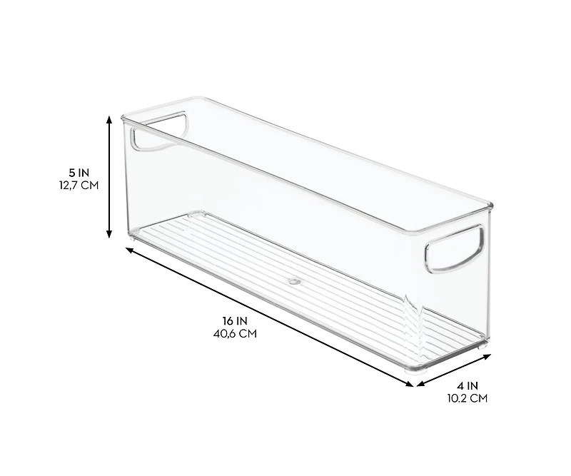 iDesign Plastic Stackable Pantry Bin with Handles, Set of 2, Clear, Made in Usa
