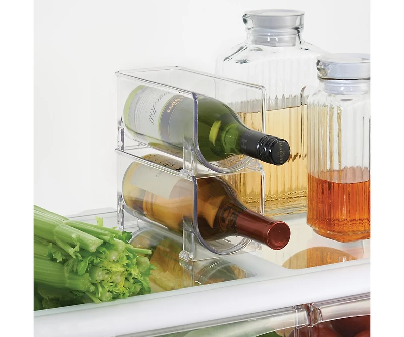 iDesign Stackable Holder for Water or Wine Bottles, Set of 4, Clear, Made in Usa