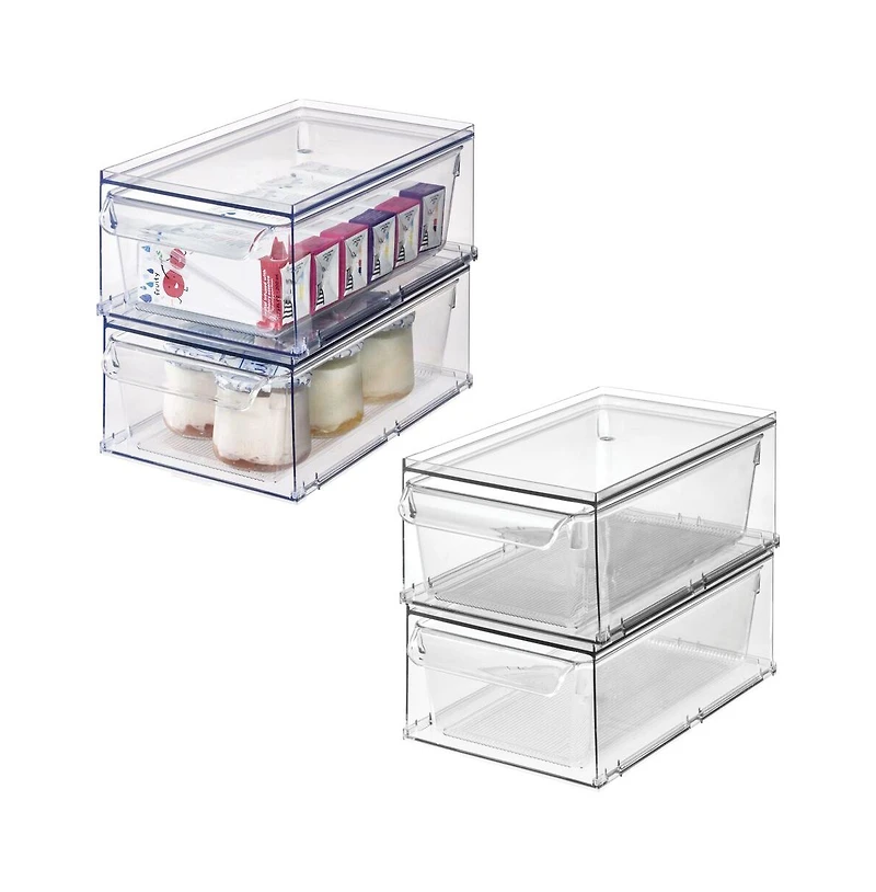iDesign Stackable Kitchen Storage Drawer - Set of 4 - Clear
