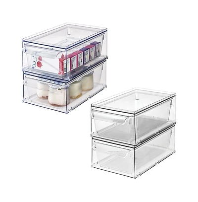 iDesign Stackable Kitchen Storage Drawer - Set of 4 - Clear